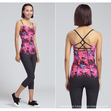 Camisola de alças da ioga da longarina da impressão de Custom Digital da roupa da senhora
